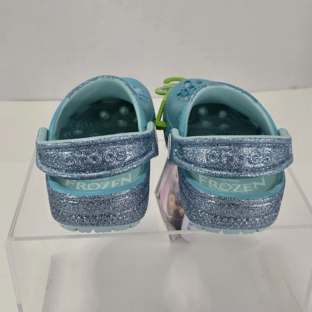 Crocs X Disney Frozen Light Blue Glitter Kids Clogs with Strap Size C5 Toddler